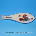 Creative fish shaped ceramic spoon rest with decal for kitchen decro